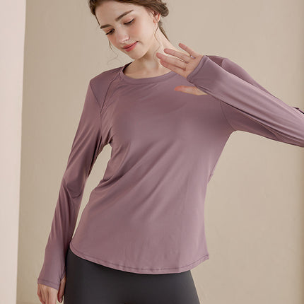 Yoga clothes women's long-sleeved workout clothes T-shirt breathable running professional workout clothes morning running workout clothes top spring and autumn