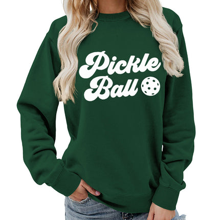 Pickle ball Printed Round Neck Women's Top Sweatshirt Foreign Trade Supply Autumn and Winter Coat Casual Loose European Size