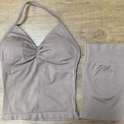 suit DF Amazon Explosions Shorts Small Bra High Elastic Superfine Extinction Nylon Hanging Neck Beauty Back Sports Vest