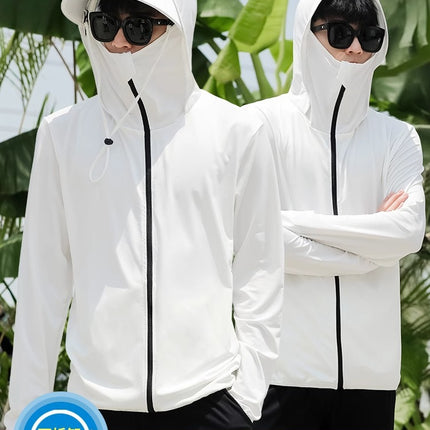 Ice Silk Breathable Thin Men's Sunscreen Clothing Fishing Sunscreen Clothing Hooded Men's Anti-UV Skin Clothing Sunshade Outdoor Men