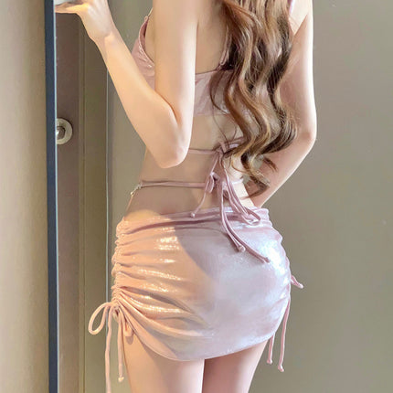 2025 New Bikini Swimsuit Female Sexy Three-Piece Set Rhinestone High-End Split Seaside Resort Hot Spring Swimsuit