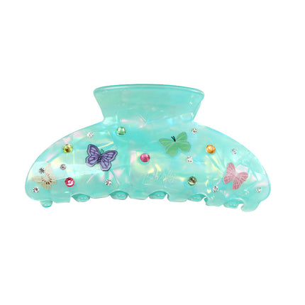 Baoguang spring and summer jewelry butterfly printing super fairy with diamond clip acrylic hair accessories girl simple hair clip