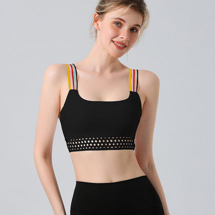 Europe and the United States cross-border foreign trade fashion hollow vest yoga clothing suit women's sports bra gathered fitness underwear bra