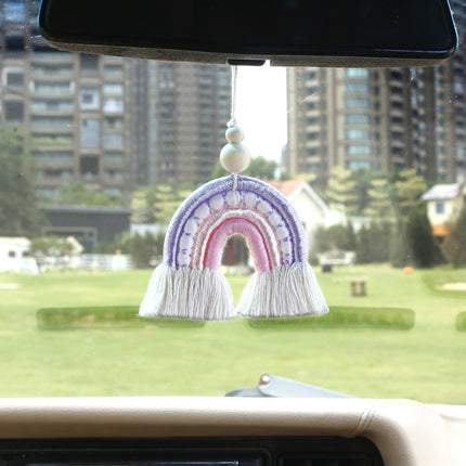 Hand-woven car pendant rainbow light creative retro cross-border foreign trade Bohemian tassel car pendant