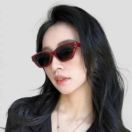 New red cat's eye sunglasses women's high-grade concave shape hot girl photo anti-ultraviolet line sunglasses wholesale