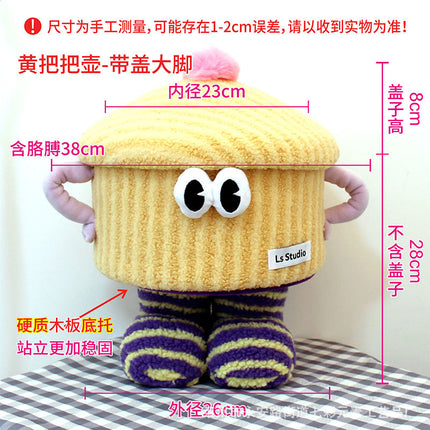 Cartoon Bigfoot Little Monster Storage Basket for Miscellaneous Snacks Large Dopamine Lamb Velvet Cute Storage Basket