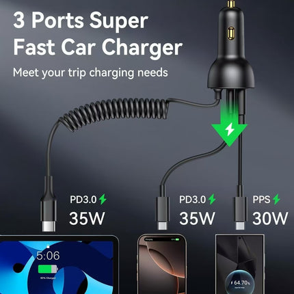 New car charger super fast charging with line car charger three-in-one high-power mobile phone charger car charger wholesale