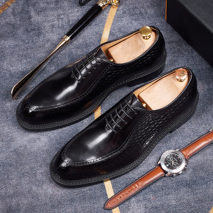 Elegant Men Dress Shoes High Quality Natural Full Leather Men Wedding Banquet Social Business Office Pointed Toe Oxfords Male