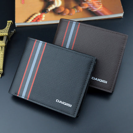 New Wallet Men's Short Fashionable Thin Wallet Multi Card Saffiano Wallet Zipper Horizontal Business Soft Wallet