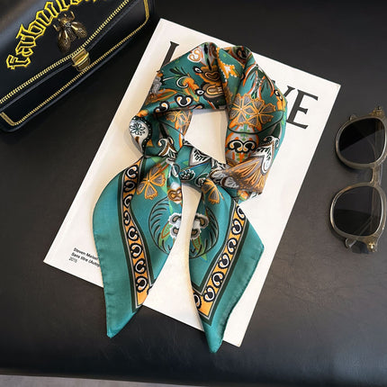 Simulated Silk Printed Silk Scarf for Women, Korean Cashew Leopard Print Headscarf, Four-Season Scarf, Professional Scarf Wholesale