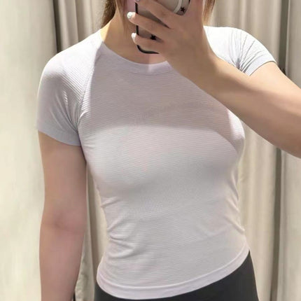 Lulu Original Standard Tech Short-Sleeved 1.0 Breathable Round Neck Women's Slim Sports Top Running Training T-Shirt Yoga Wear