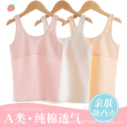 Girl's bra girls' development long cotton camisole student anti-bump comfortable girl's underwear