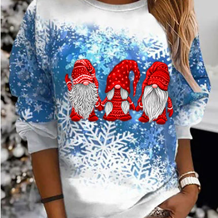 New Product 2025 Autumn and Winter Independent Station Aliexpress Wish Christmas Snowflake Print Round Neck Sweatshirt Women's Tops