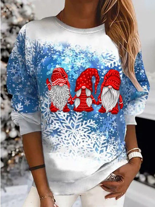 New Product 2025 Autumn and Winter Independent Station Aliexpress Wish Christmas Snowflake Print Round Neck Sweatshirt Women's Tops