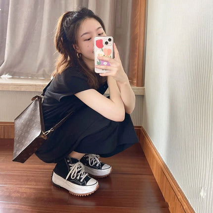 Putian shoes manufacturers muffin thick-soled women's shoes Shorty music increased saw-tooth lovers' shoes 1970s men's high-top canvas shoes