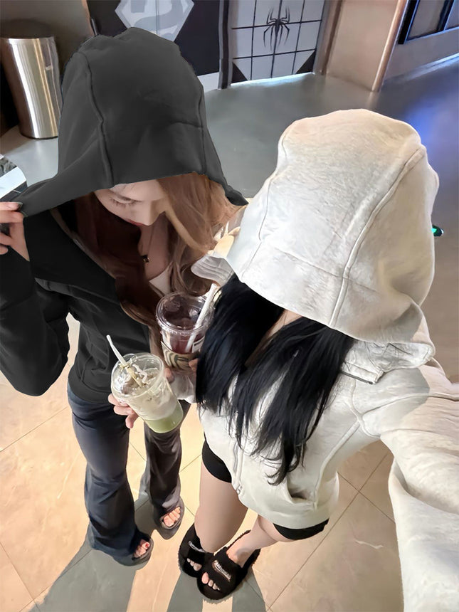 Pink Sweatshirt Women's Spring & Fall 2025 New Slim Waist Hooded Jacket Yoga Top Short Style for Small People