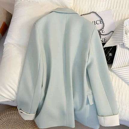 Trendy Cream White Blazer for Women Spring/Autumn 2024 New Korean Style Petite Versatile Suit Jacket