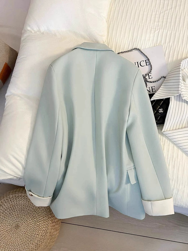 Trendy Cream White Blazer for Women Spring/Autumn 2024 New Korean Style Petite Versatile Suit Jacket
