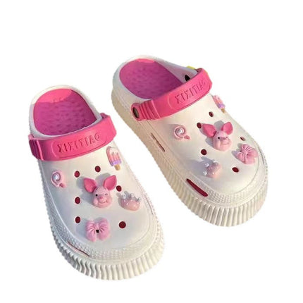 Girls Cartoon Cave Shoes with Removable Outer Pad All-Match Non-Slip Fashionable Heightened Harajuku Style Sandals