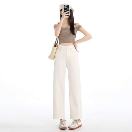 Wholesale Dropshipping Straight-Leg Hip-Covering Magic Pants ~ Spring and Summer Stretchy Straight-Leg Pear-Shaped Petite Slimming Cropped Jeans