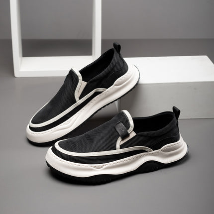 Lazy Shoes for Men, Thick-Soled Spring and Summer New Men's Shoes, Japanese Retro Casual Shoes, Light Soft-Soled Loafers, Breathable Cloth Shoes for Men