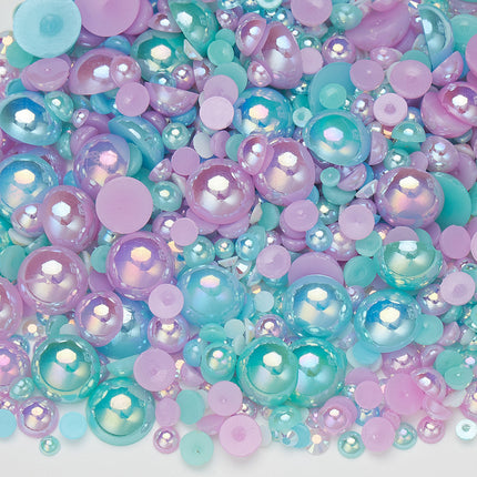 Nail Art Ab Colorful Flats Bottom Diamond Semi-Circle Pearl Mixed Color Set DIY Material Mobile Phone Shoes Clothing Cup Accessories