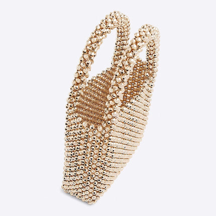 2025 New Niche Design Handmade Beaded Woven Bag European and American Retro Style Portable Vegetable Basket Bag