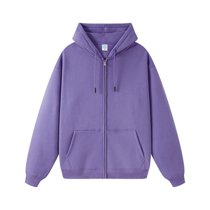 Tilani Cross-Border Men's Sweatshirt Velvet Jacket European and American 350g Autumn and Winter Zipper Hoodie Thick Pure Color Sweatshirt