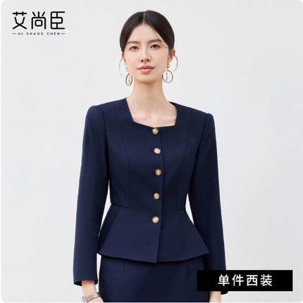 Aishangchen's High-End Navy Blue Suit Is Elegant and Versatile, Hotel Manager's Front Desk Formal Occasion Professional Wear
