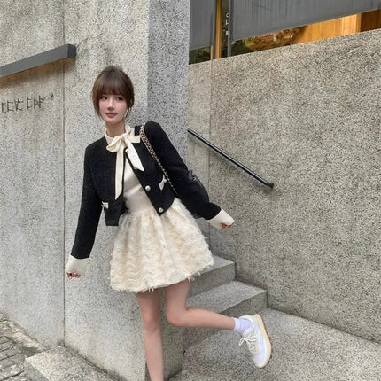 French Rich Family Dirty suit Early Spring Chanel Style Coat Fluffy Dress Sense Small Dress Two-piece Set Spring and Autumn