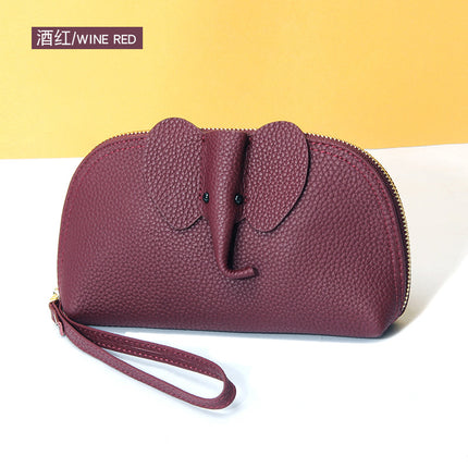 Creative Elephant Fashion Leather Wallet Women's Long Clutch Bag Niche Design ins Soft Leather Clutch Bag Wholesale