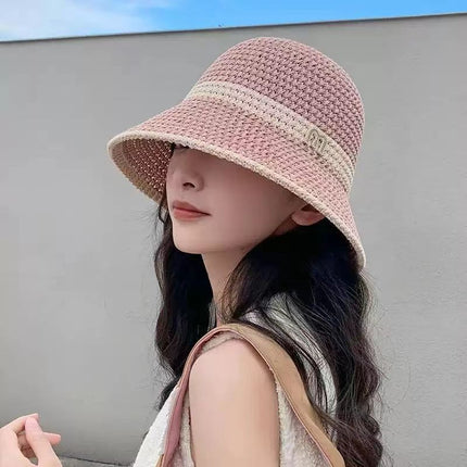 Japanese sweet new sunscreen sun hat women's summer hollow breathable sun hat small brim face small straw hat wholesale