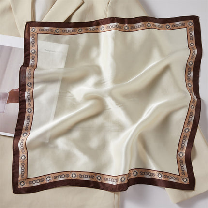 100% Silk Scarf Spring New Black Silkworm Silk 53cm Small Square Scarf Advanced Sense White Scarf