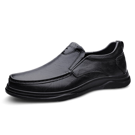 Men's Business Leather Shoes, First-Layer Cowhide, Comfortable Slip-On Soft Leather, Velvet, Thickened Warm Cotton Shoes, Middle-Aged Leather Shoes