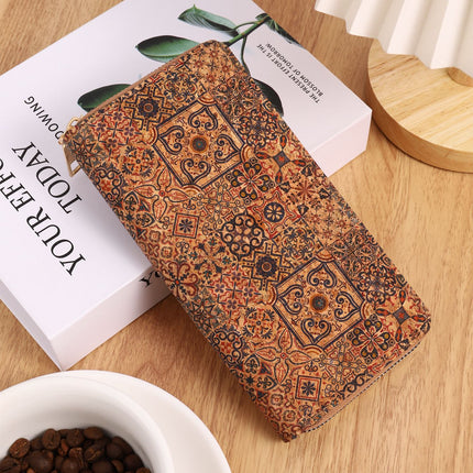 Cross-Border Bohemian Multifunctional Clutch Bag with Multiple Card Slots Wood Grain Wallet Literary Ladies Bag Card Bag Pu Small Bag
