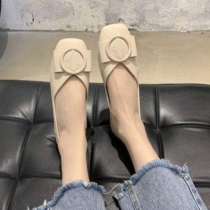 Women's Loafers 2026 Spring and Autumn Shallow Square-Toed Single Shoes with Soft Soles, Versatile Black Office Flats, Breathable and Comfortable