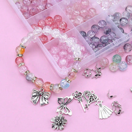 24 Grids 360Pcs Two-Color 8mm Glass Burst Beads Handmade DIY Jewelry Necklace Jewelry Accessories Set Box Geometry