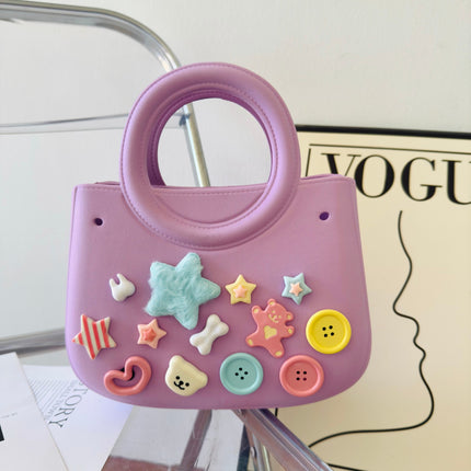 Cross-border new ladies handbag cartoon love fashion round travel storage bag eva hole bag beach bag