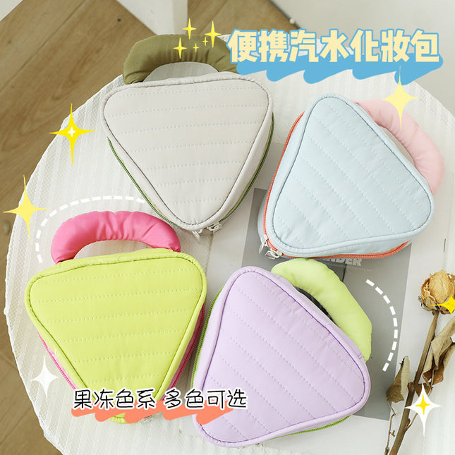 New Color-Blocked Makeup Bag, Large Capacity, High Aesthetic Toiletry Bag, Portable Travel Storage Bag, Versatile Macaron Color