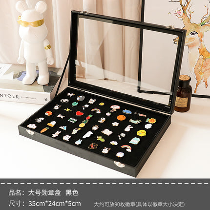 Badge Storage Box Dust-Proof Covered Brooch Box Medal Large-Capacity Display Box Medal Bar Collection Display Box