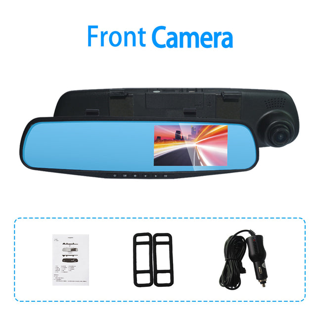 Hd 4.3inch Front and Rear Dual Recording Rearview Mirror Driving Recorder Wide Angle Dual Camera Dual Lens Wide Angle Hd