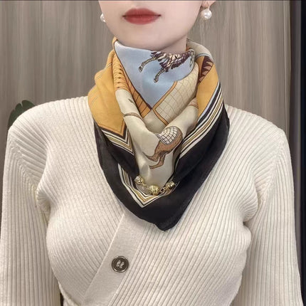New 65.65 Magnetic Buckle Scarf Women's Square Scarf Winter Lazy Pendant Ins Scarf Scarf Decorative Fashion All-match