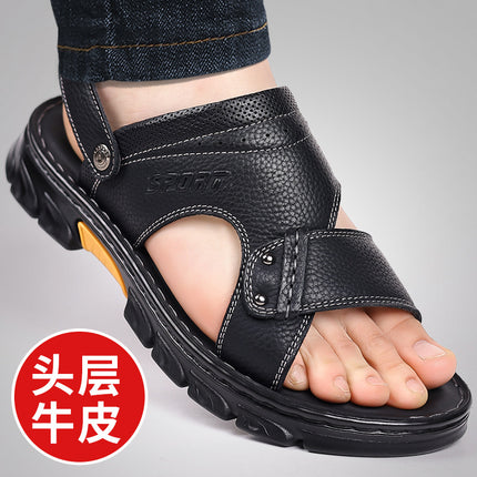 Men's sandals 2024 Summer new men's outdoor sandals outdoor fashion leather sandals factory direct one-piece delivery