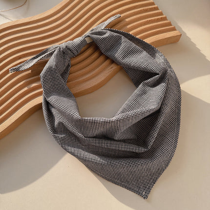 100 Linen Small Plaid Japanese Style Breathable Triangle Scarf Women's Summer Sunscreen Scarf All-match Multi-color New Low-key Scarf