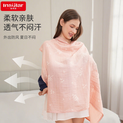 Cross-Border New Style Nursing Towel for Women to Go Out and Breastfeed, Maternity Anti-Exposure Bamboo Cotton Shawl, Long Shoulder Shawl
