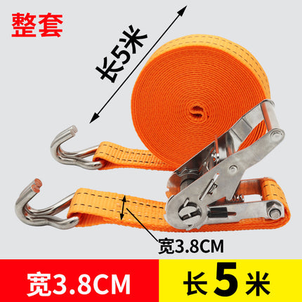 Stainless steel thickened binding belt 38mm double hook cargo packaging tensioner rope flat belt brake universal reinforcement bandage