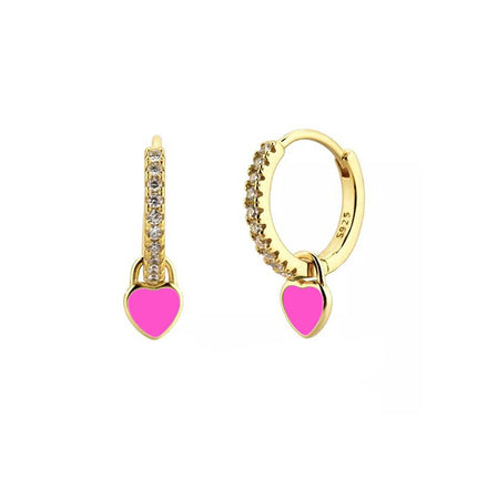 Cross-Border European and American Style Ins-Style Heart-Shaped Earrings with Colorful Zircon, Light Luxury, High-End Fashion and Elegant Earrings
