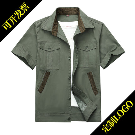 Summer Work Clothes Men's Thin Cotton Camouflage Short-sleeved Loose Construction Site Security Welding Clothes Workwear Labor Security Clothes Shirt