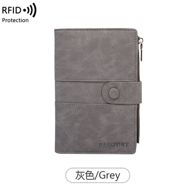 Cross-Border Skin-Feel Anti-Theft Rfid Passport Holder Zipper Buckle Passport Cover Document Holder Multi-Functional Travel Passport Bag
