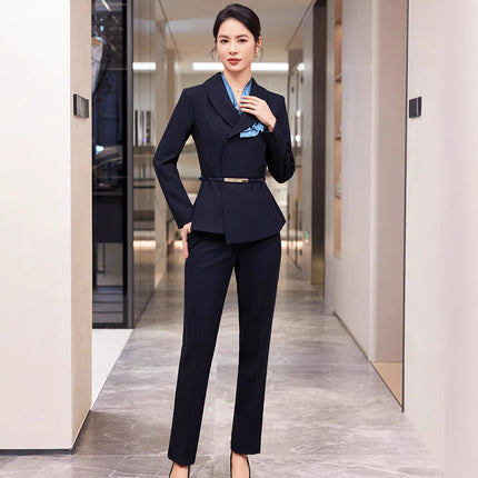 High-end Professional Suit suit Women's New Spring and Autumn Hotel Front Desk Reception Tooling Guide Shopping Case Field Customer Service Work Clothes
